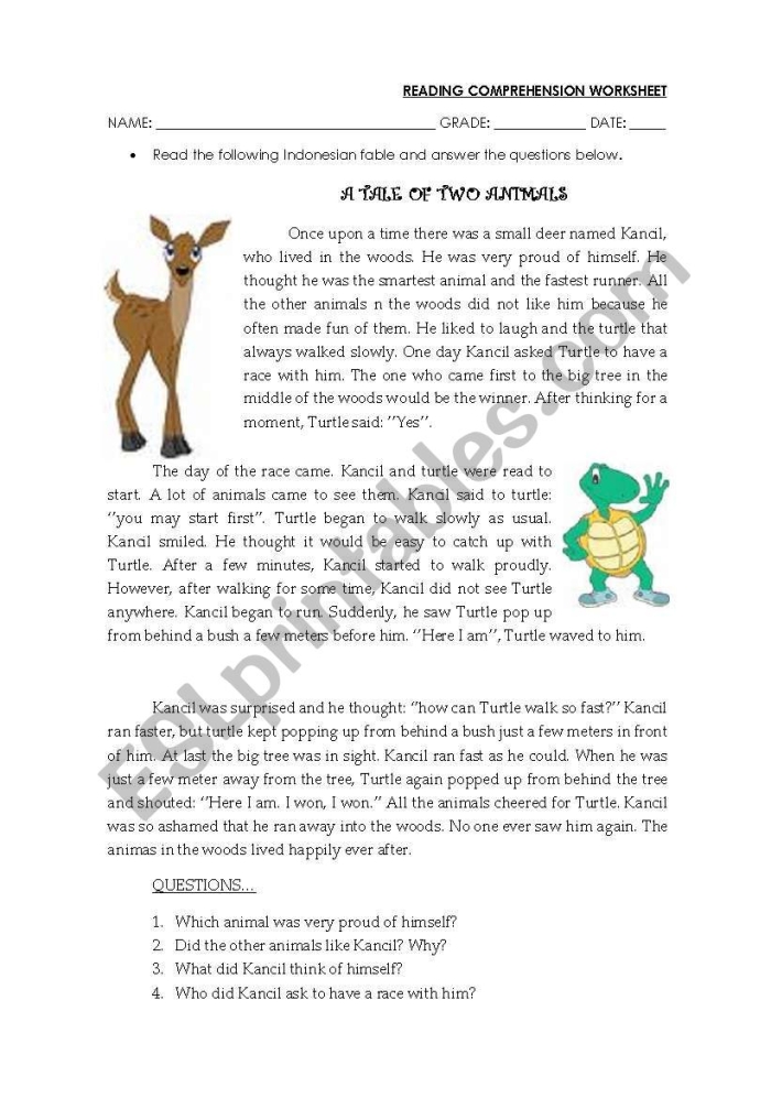 Worksheet image illustrating a third-grade grammar and mechanics exercise on text comparison A student practicing the A Tale of Two Texts worksheet comparing two fiction stories