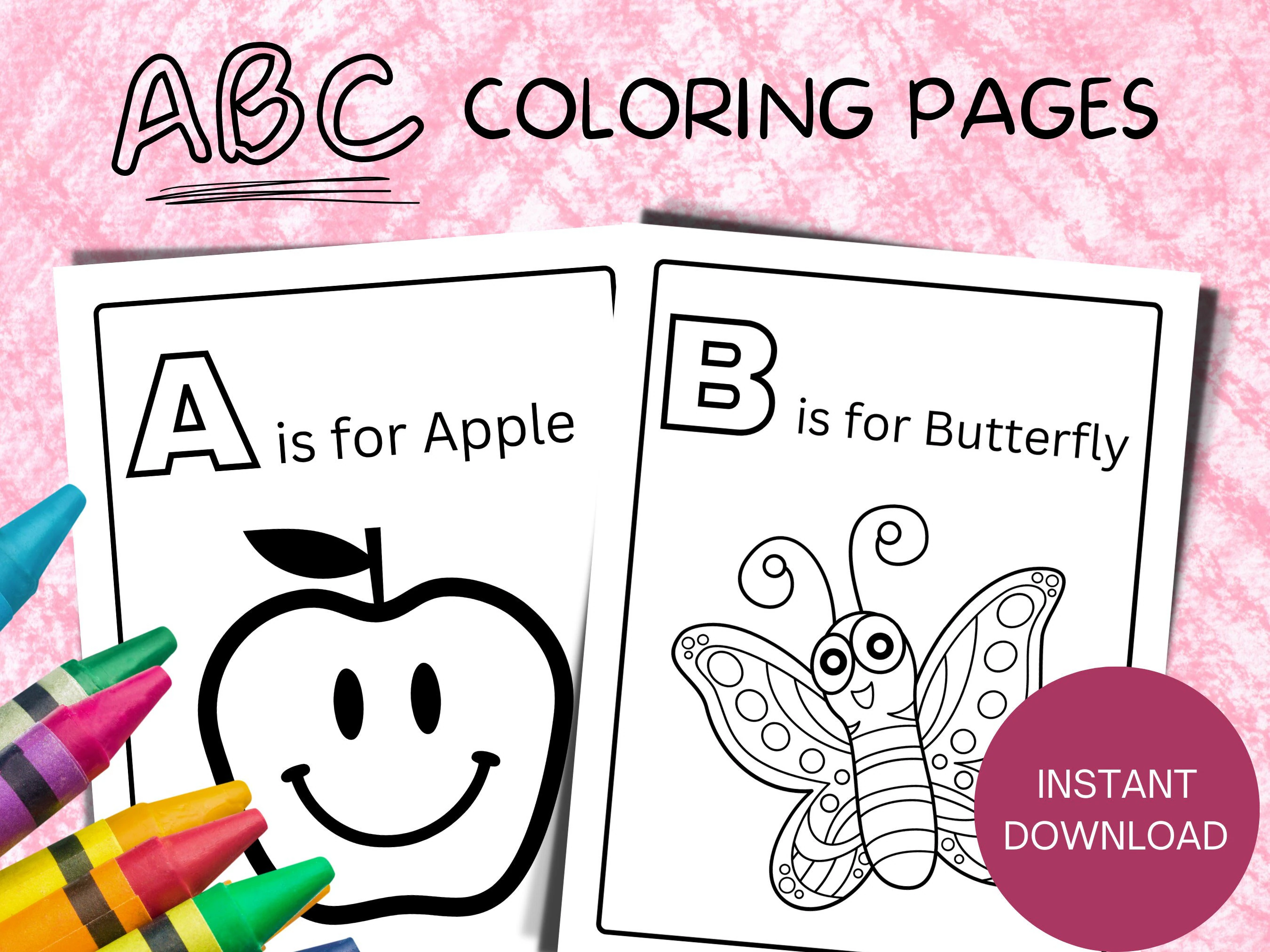 ABC coloring page worksheet for Pre-K children featuring fun letters and illustrations