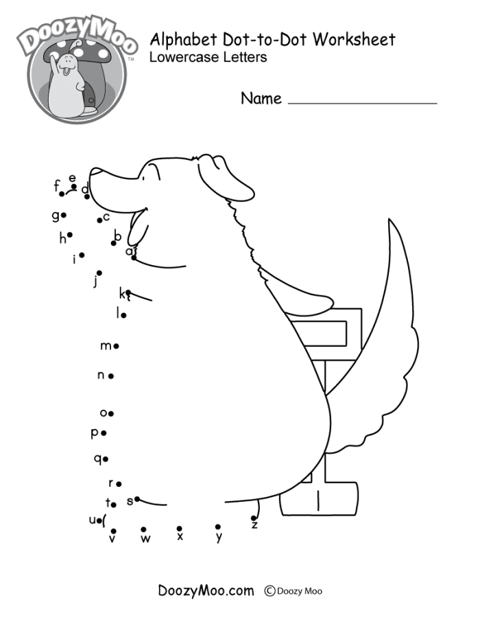 Engaging worksheet for Pre-K students to practice letters with a fun dinosaur theme ABC connect-the-dots worksheet featuring a dinosaur for alphabet learning