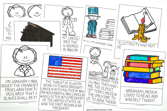 Abraham Lincoln Facts worksheet for second graders featuring a short biography and quiz questions