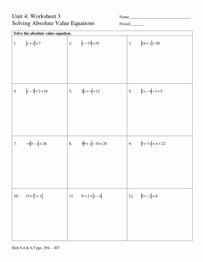 Sixth grade math worksheet focused on calculating the absolute value of positive and negative fractions