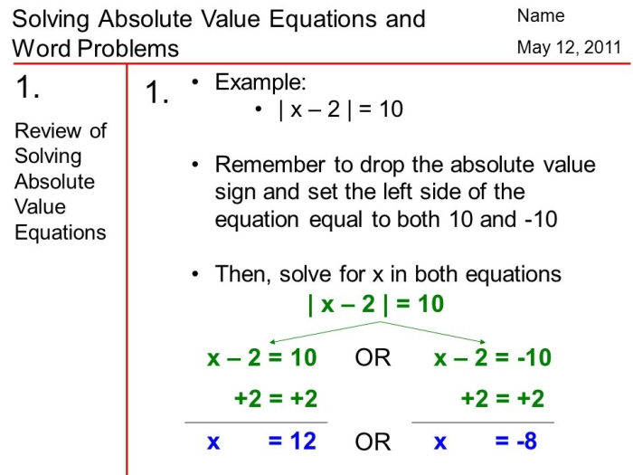 Absolute Value Word Problems Worksheet 11 for Middle School Math Practice Sixth grade students solving absolute value word problems involving real-world scenarios like temperature and elevation changes