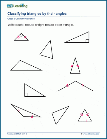 A fourth grade math worksheet for identifying acute triangles with geometric shapes to analyze