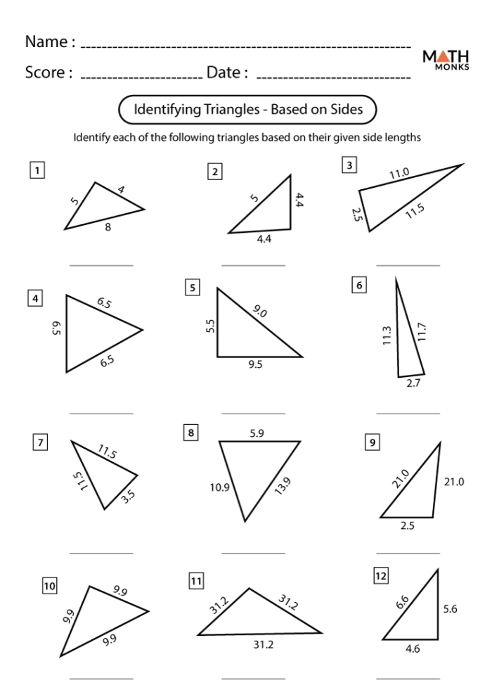 A fourth grade math worksheet featuring various shapes for students to practice identifying acute triangles