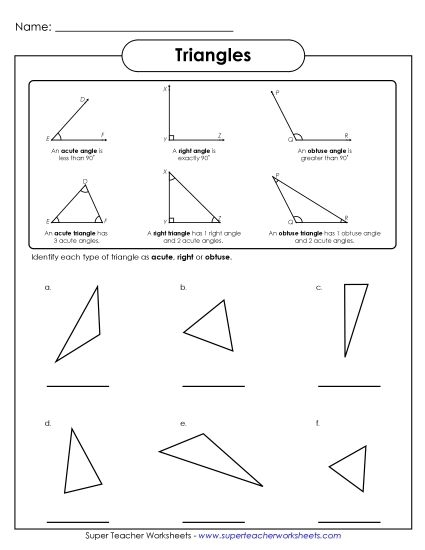 Fourth grade student identifying and marking acute triangles with angles less than 90 degrees on a geometry worksheet