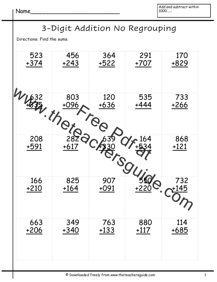 Add It Up! Three-Digit Numbers practice worksheet for enhancing addition skills Worksheet featuring twelve three-digit addition problems for third graders