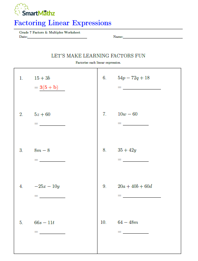 Adding Linear Expressions Worksheet for Seventh Grade Math Practice 17 Seventh grade students solving math problems to add linear expressions worksheet 17