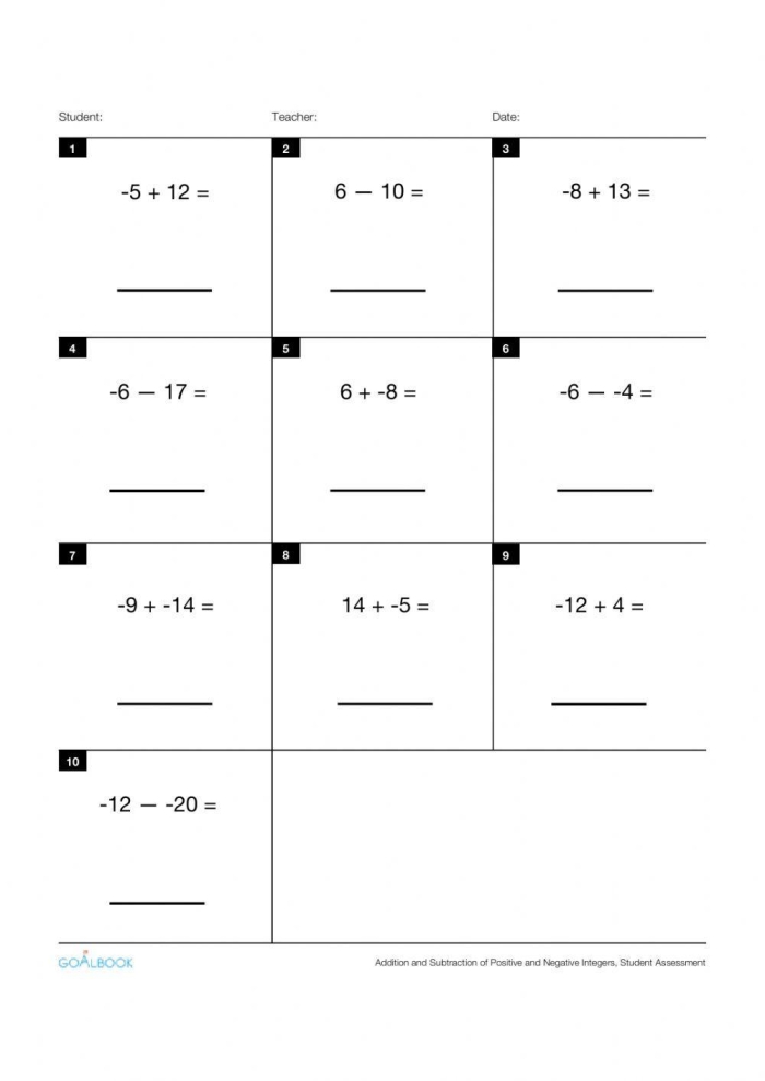 Add and Subtract Positive and Negative Mixed Numbers Worksheet Worksheet for adding and subtracting positive and negative mixed numbers for seventh graders