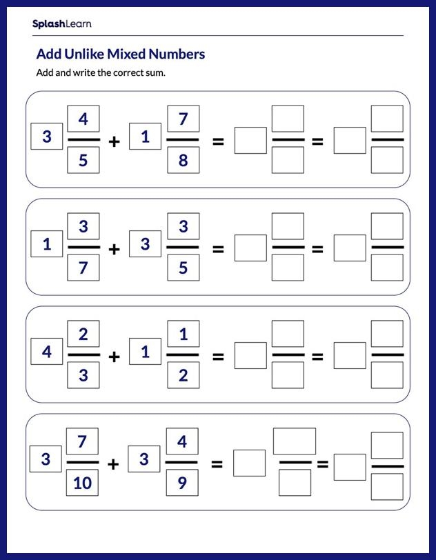 Add and Subtract Positive and Negative Mixed Numbers Worksheet Image 12 Mixed numbers addition and subtraction worksheet for seventh graders