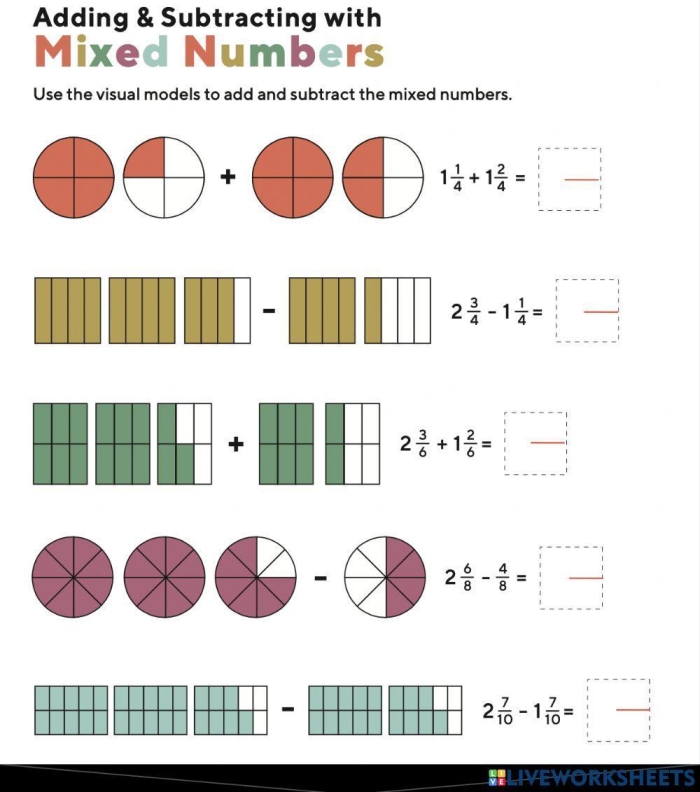 Add and Subtract Positive and Negative Mixed Numbers Worksheet Image 6 Worksheet for adding and subtracting positive and negative mixed numbers for seventh graders