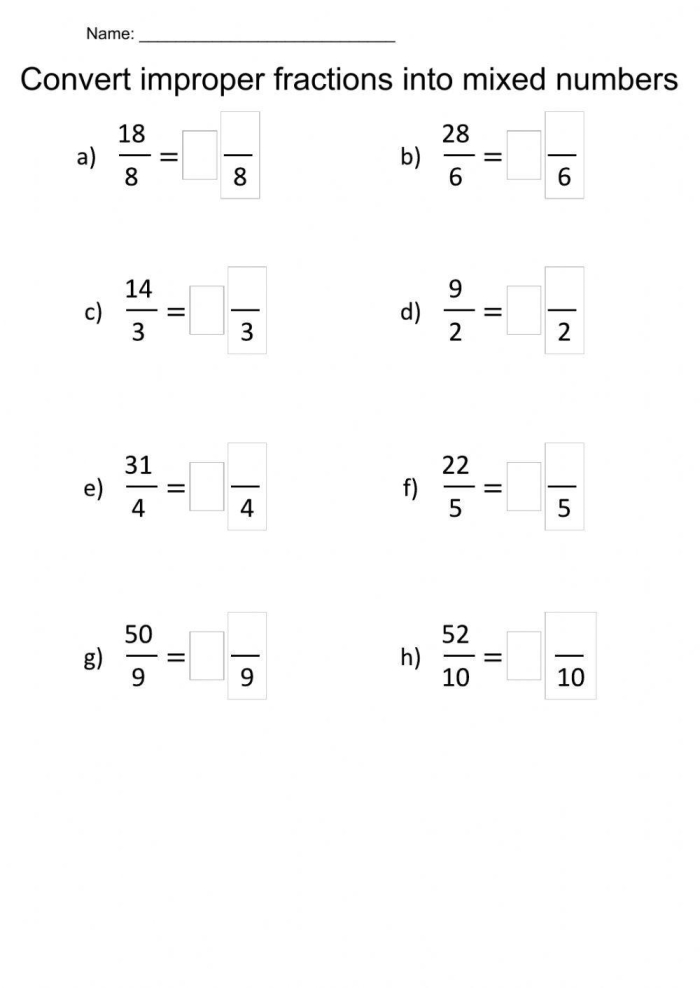 Worksheet illustrating the process of adding mixed numbers and improper fractions on a number line for third graders