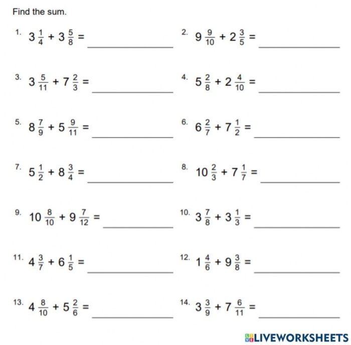 Fifth grade students practicing how to solve adding mixed fractions problems on a colorful math worksheet