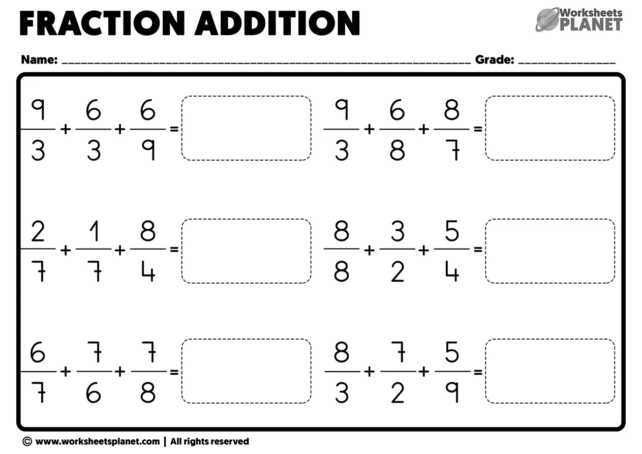 Fifth grade math worksheet featuring step by step instructions for adding mixed fractions with unlike denominators