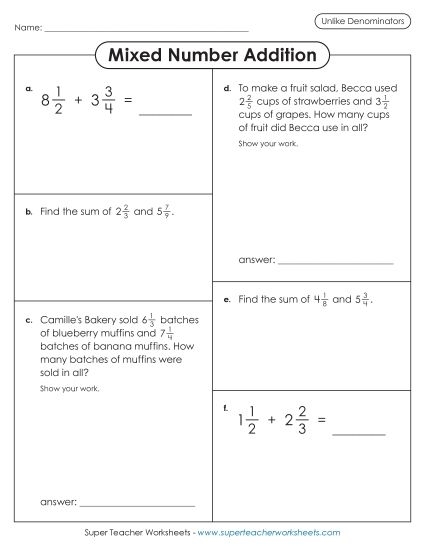 Fifth grade student working on a step by step adding and subtracting mixed numbers worksheet