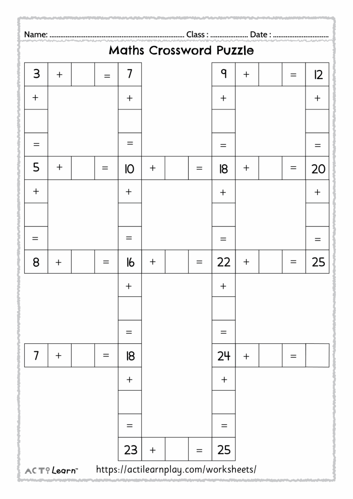 Addition crossword worksheet designed for second graders focusing on 2-digit addition practice. Engaging activity to enhance math skills with fractions for young learners.