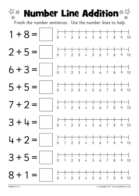 First grade student using a number line to solve addition problems for integers worksheet 21