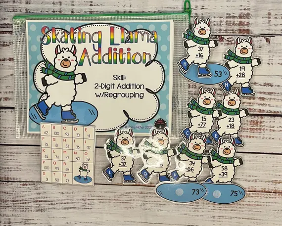 Second grade student solving two-digit addition problems with regrouping on a math worksheet