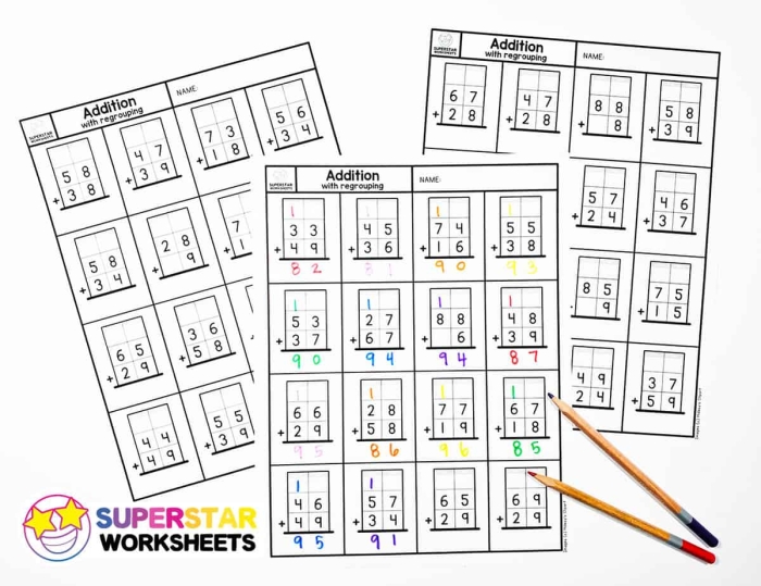Review Addition with Regrouping Worksheet Number 24 for Third Grade Math Practice Third grade math worksheet for practicing addition problems that require regrouping and carrying