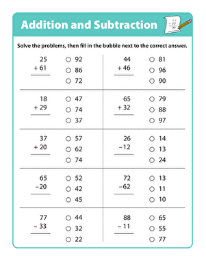 First grade math worksheet showing the inverse relationship between addition and subtraction problems for place value practice.
