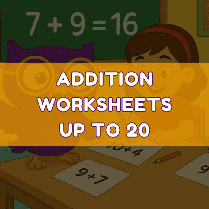 First grade student completing an addition to 20 math assessment worksheet