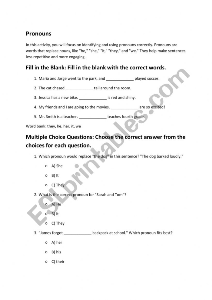 Phonics worksheet for Sixth Grade Advanced Pronoun Review worksheet for sixth graders focusing on grammar skills. Engaging worksheet to enhance understanding of pronoun usage and agreement.