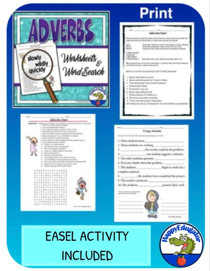 Adverb Detectives to the Rescue worksheet for algebra practice in third grade, engaging students in a mystery-solving adventure. Worksheet featuring the Adverb Detectives to the Rescue activity for third graders, focusing on mastering adverbs. Fun illustration of detectives searching for a missing ruby necklace while filling in adverbs.