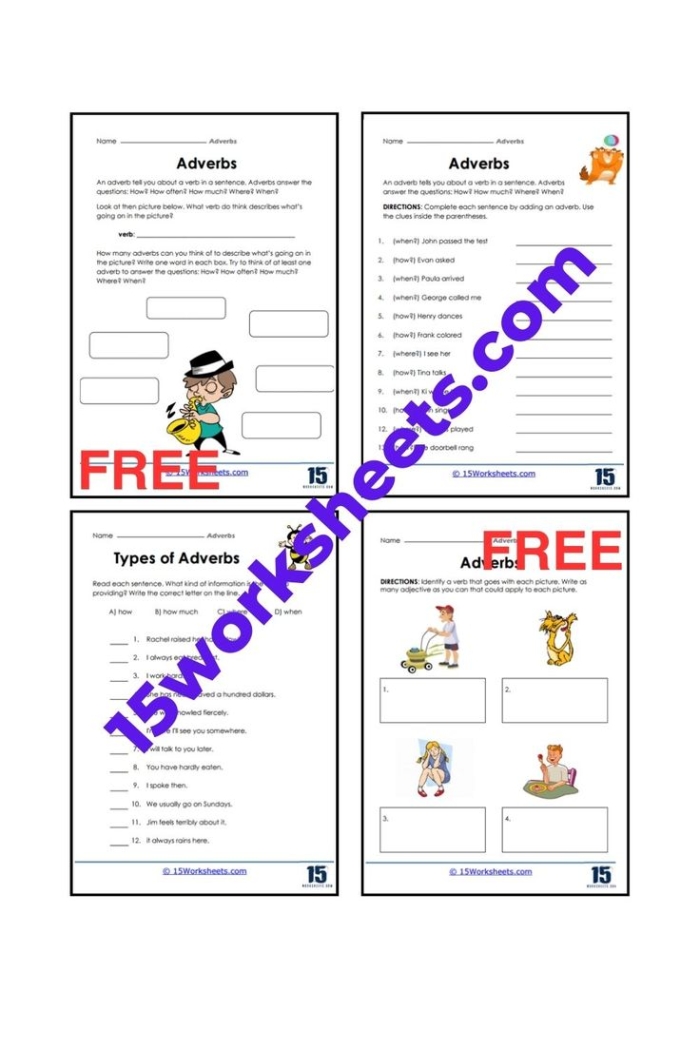 Third Grade Adverbs Worksheet Handout Number 18 Types of Adverbs Handout worksheet for third grade geography students