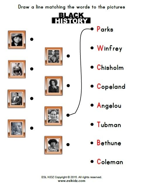 Third grade worksheet featuring African American female changemakers with fill-in-the-blank guessing activities