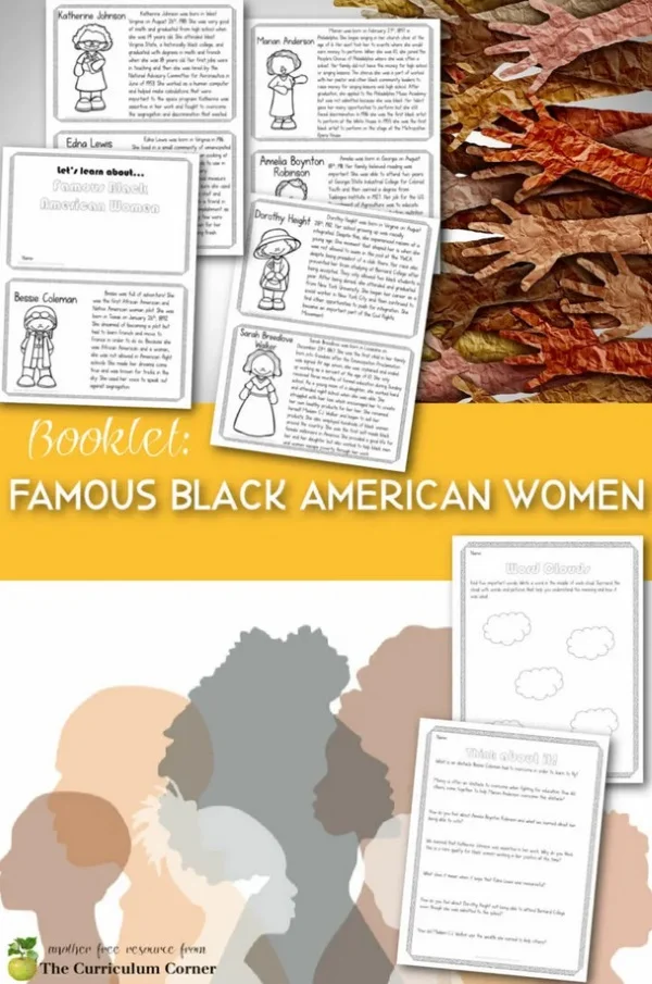 Third grade worksheet featuring African American female changemakers with fill-in-the-blank activities and pattern recognition exercises