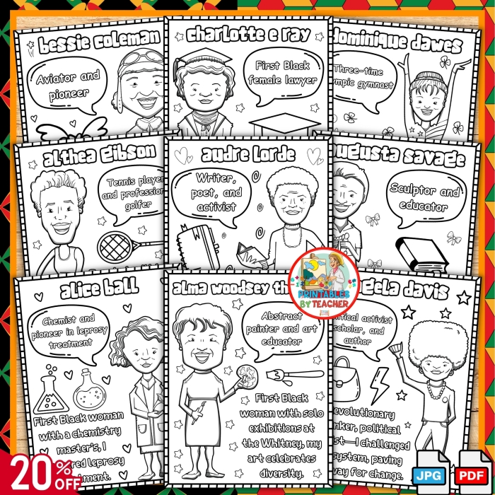 Third grade worksheet featuring African American female changemakers with fill-in-the-blank activities for students to learn about influential women in history