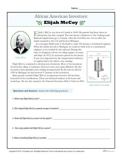 Fourth grade students exploring famous African American inventors through a figurative language worksheet