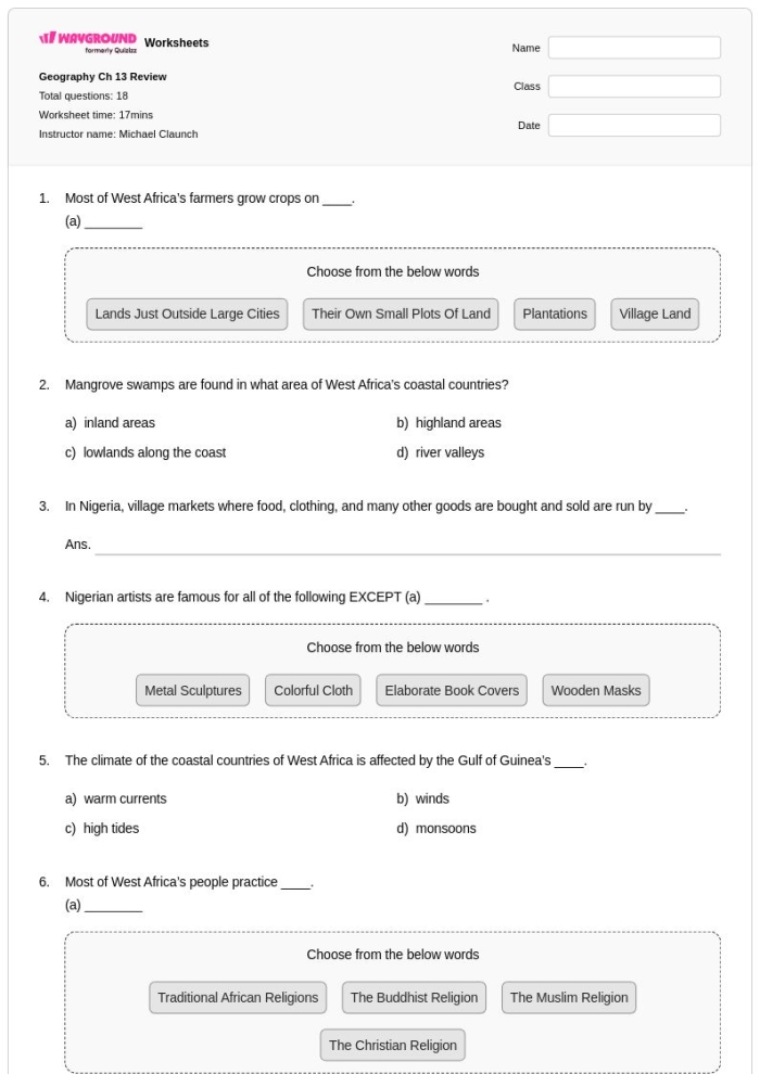 Fourth grade worksheet featuring notable African American inventors and their contributions to history