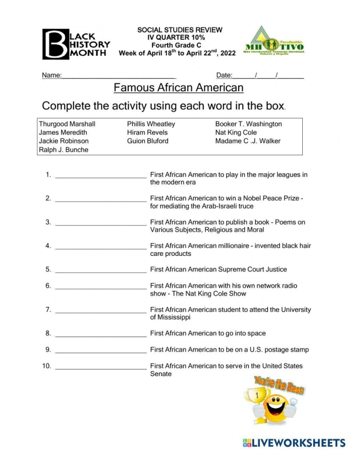 Visual representation of the History of African American Spirituals worksheet for educational use Worksheet exploring the significance of African American spirituals throughout history for fourth graders