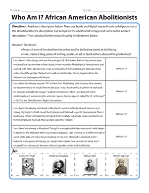 Third grade students learning about influential African American women changemakers through a fun worksheet activity
