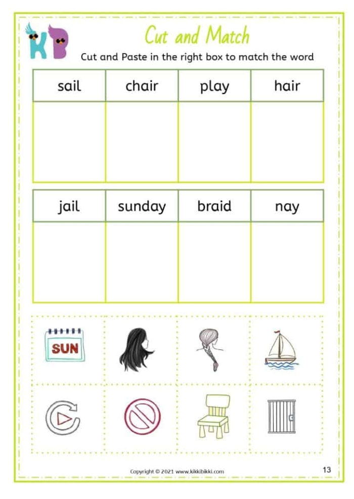 Sounding It Out Ai Vowel Pair Worksheet 25 for First Grade Writing Practice First grade student working on a Sounding It Out Ai Vowel Pair worksheet to practice writing words