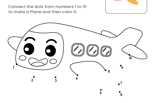Connect the dots to reveal an airplane in this fun activity for Pre-K kids Preschool airplane dot-to-dot worksheet for connecting letters A to Z