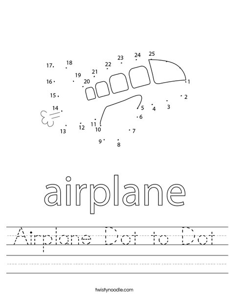 Connect the dots to reveal an airplane in this fun worksheet for Pre-K kids Colorful Airplane Dot-to-Dot worksheet for preschoolers connecting letters A to Z