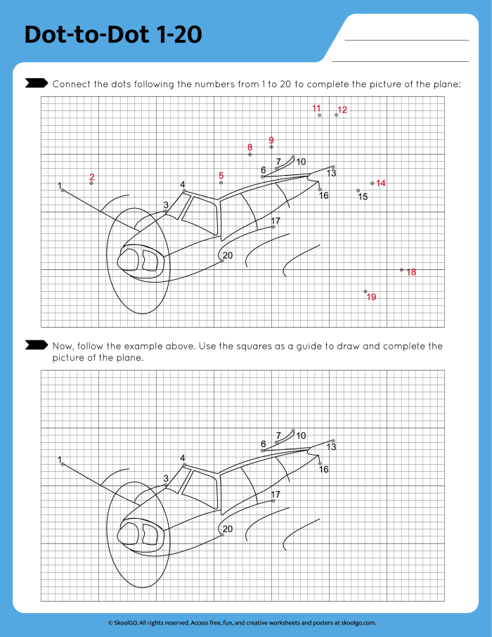 Connect the dots to reveal an airplane in this fun sight words activity for Pre-K kids Airplane dot-to-dot worksheet for preschool children to connect letters A to Z