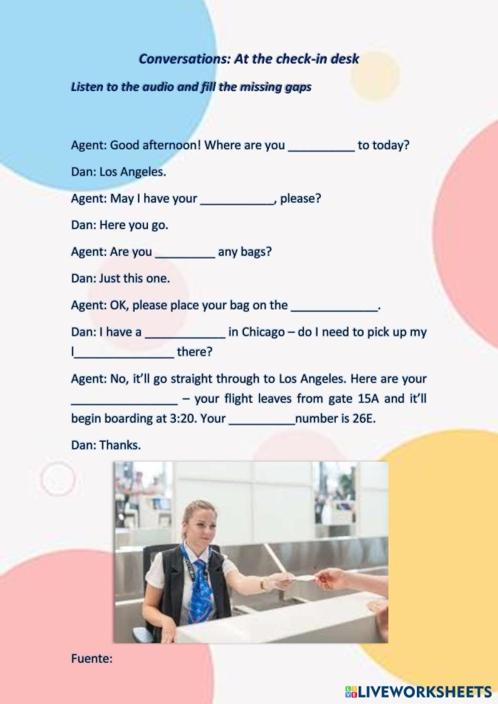 Airport schedule worksheet for solving word problems in math class