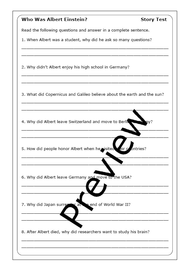 An engaging introduction to the life and theories of physicist Albert Einstein for young learners A fourth-grade worksheet featuring Albert Einstein's biography and vocabulary activities