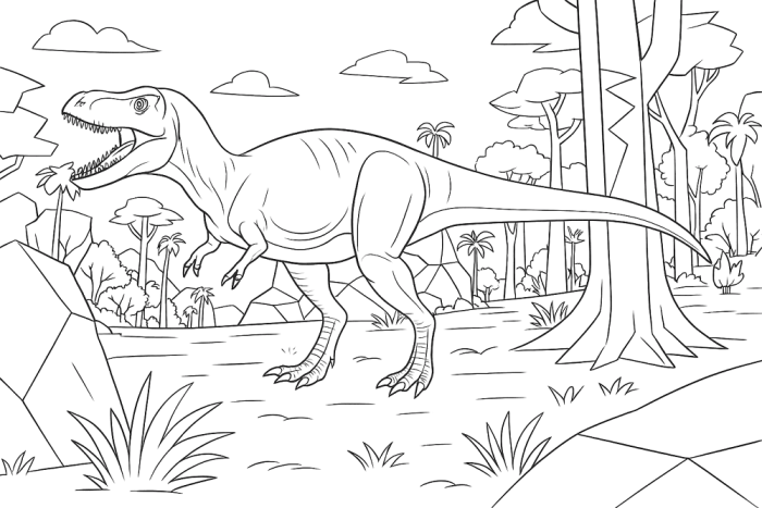 First grade student coloring an Albertosaurus worksheet about the origin of its name