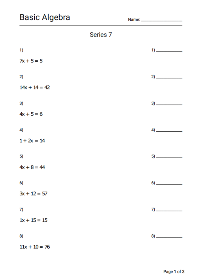 Algebra for Beginners worksheet featuring a spooky witch theme for engaging math practice