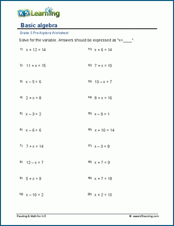 Child solving algebraic equations worksheet with x variables and basic math problems for practice