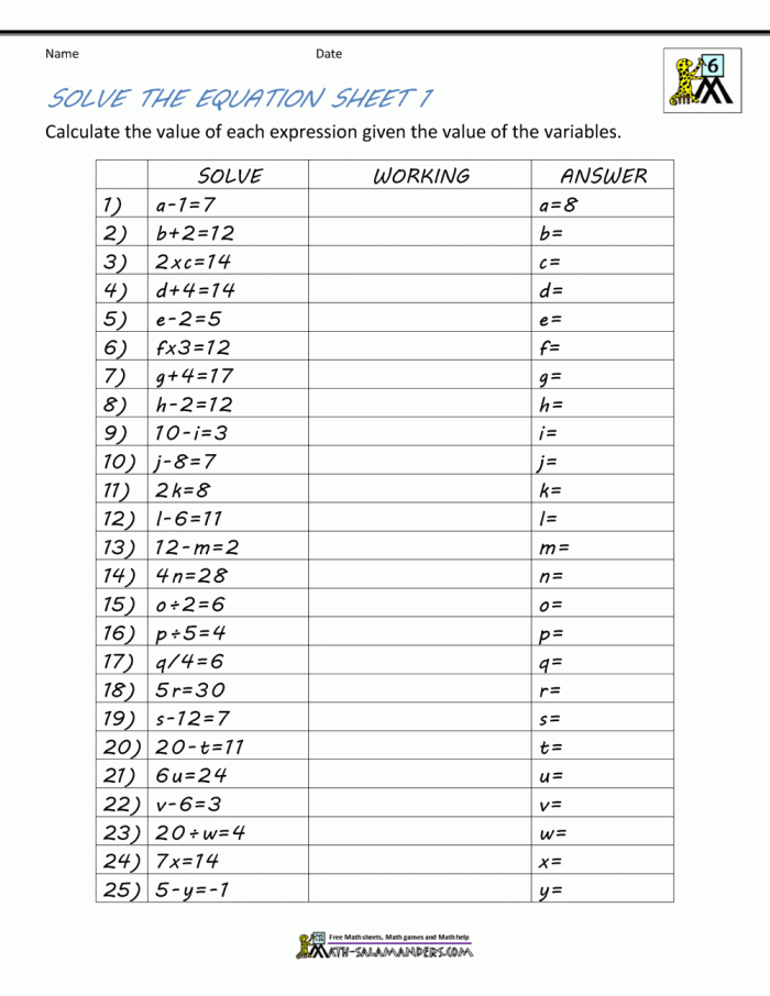 Child solving algebraic equations to find the value of x on a math practice worksheet