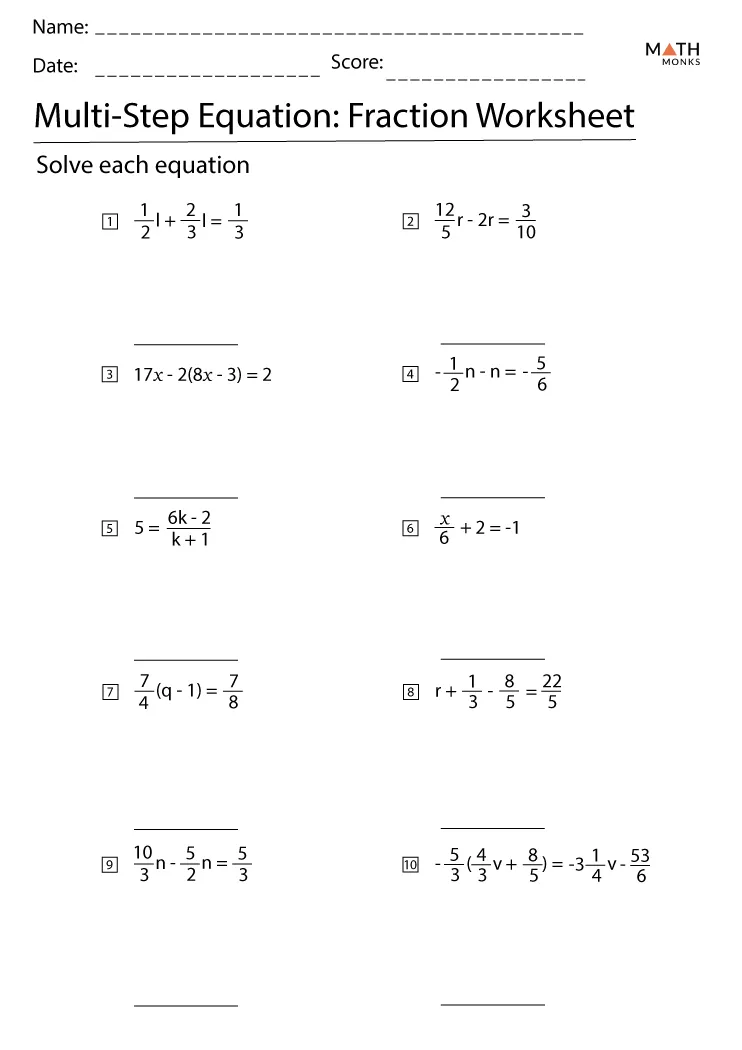 Eighth grade students solving multi-step equations on an algebra quiz worksheet