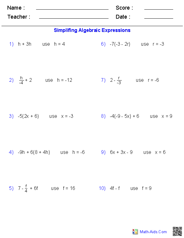 Algebra for beginners worksheet featuring a fun witch theme for math practice
