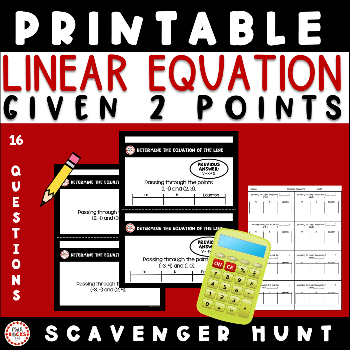 Write a Linear Equation From Two Points Worksheet 18 Eighth grade algebra worksheet for finding the slope and y-intercept from two points using fractions