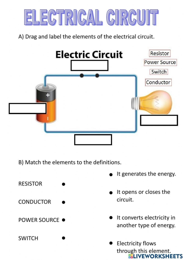 All About Circuits Worksheet for Fourth Grade Phonics Worksheet featuring fourth graders learning about circuits and electricity concepts