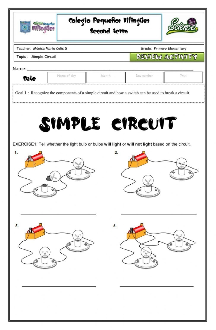 All About Circuits educational worksheet for phonics practice Worksheet for fourth graders exploring the fundamentals of circuits and electricity