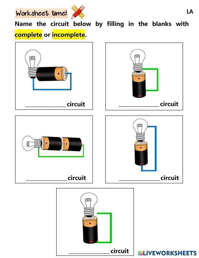 Engaging circuit concepts worksheet for enhancing phonics skills in fourth grade All About Circuits worksheet designed for fourth graders learning about electricity